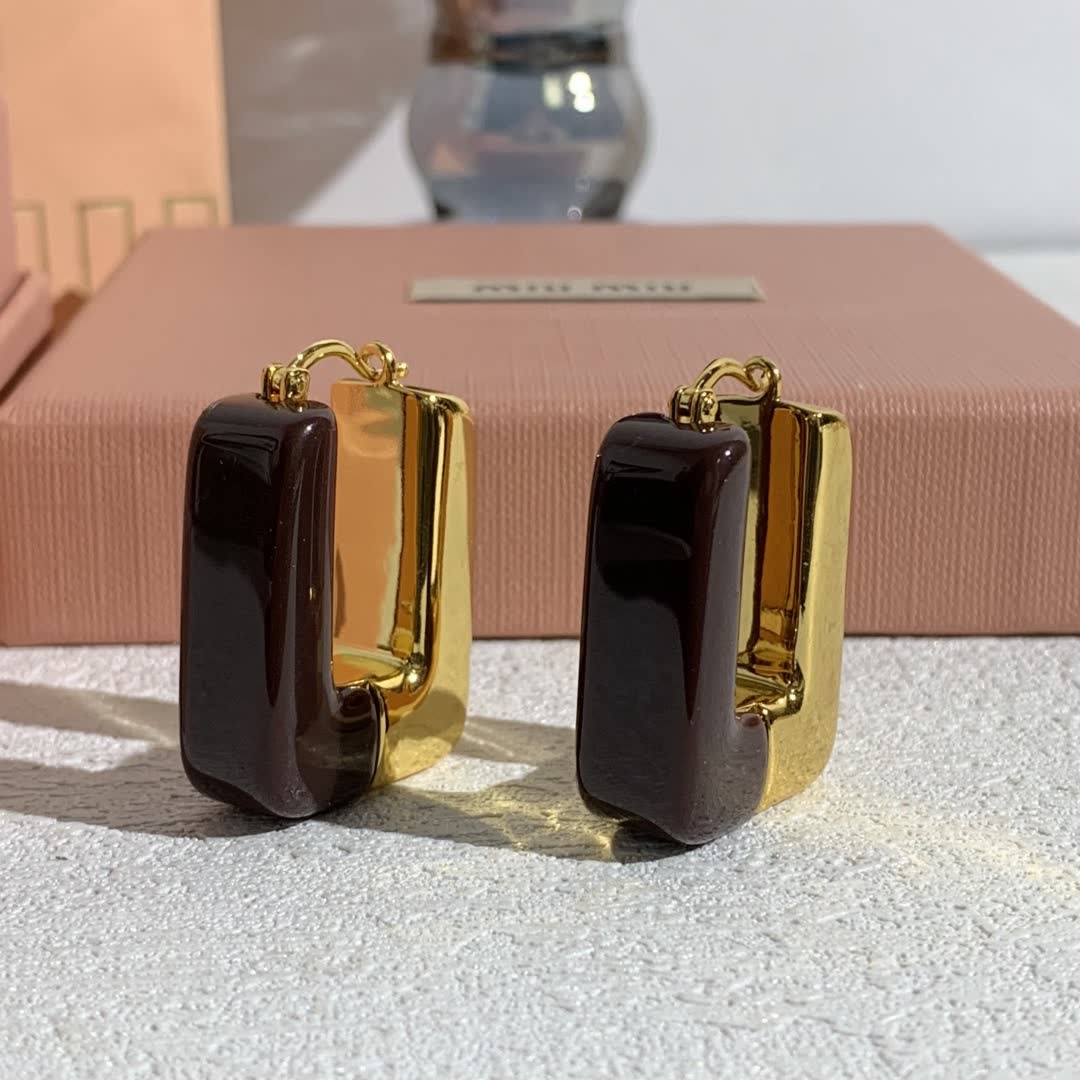 Miu Miu Elegant Brown Geometric Earrings
